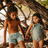 Linda One Piece Swimsuit Shell Print Sage