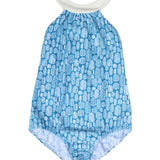 Scarlett One Piece Swimsuit Banana Leaves Print Sky Blue