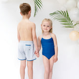 Olivia one piece-cobalt blue and cloudgrey