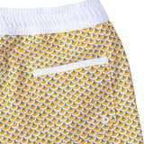 Men's Swim short Tommaso - Scales print mango yellow and pebble