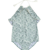 Linda One Piece Swimsuit Shell Print Sage