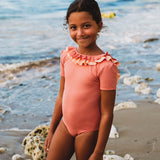 Carlotta Surf Suit in Coral Pink & Peach Pink