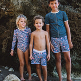 Swimshort Tommaso - Tropical Leaves Pebbles Print