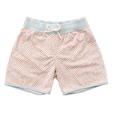 Swimshort Tommaso - Scales print in cloud grey and mandarin red