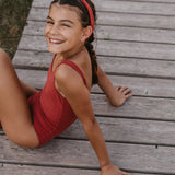 Georgia One Piece Towelling Swimsuit Terracotta