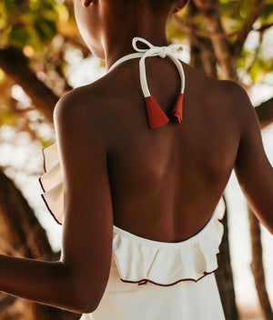 Linda One Piece Swimsuit Ivory & Terracotta