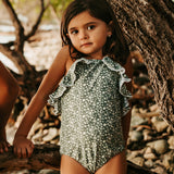 Linda One Piece Swimsuit Shell Print Sage