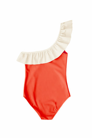 Marley one piece in MandarinRed and Ivory