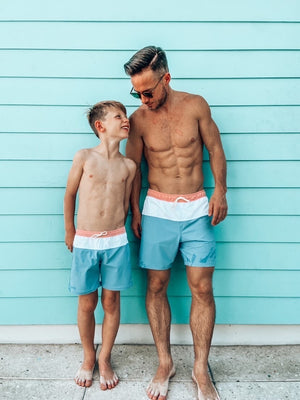 Men's Swim shorts Harry - Light Blue and Pink - Folpetto