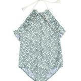 Linda One Piece Swimsuit Shell Print Sage