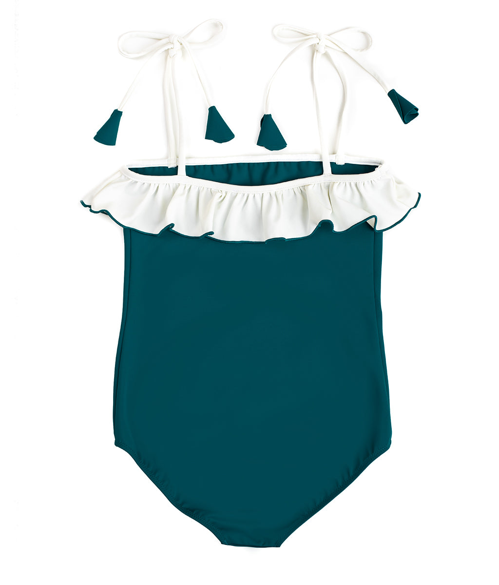 Lily One Piece in Teal & Ivory - Folpetto