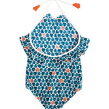 Linda One Piece in Tropical Leaves Print Teal