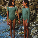 Carlotta Surf Suit in Sage Green & Ivory