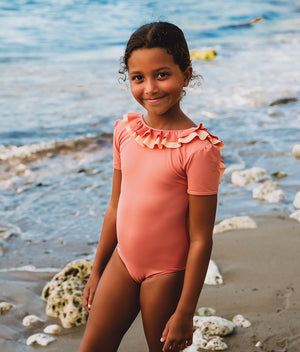 Carlotta Surf Suit in Coral Pink & Peach Pink